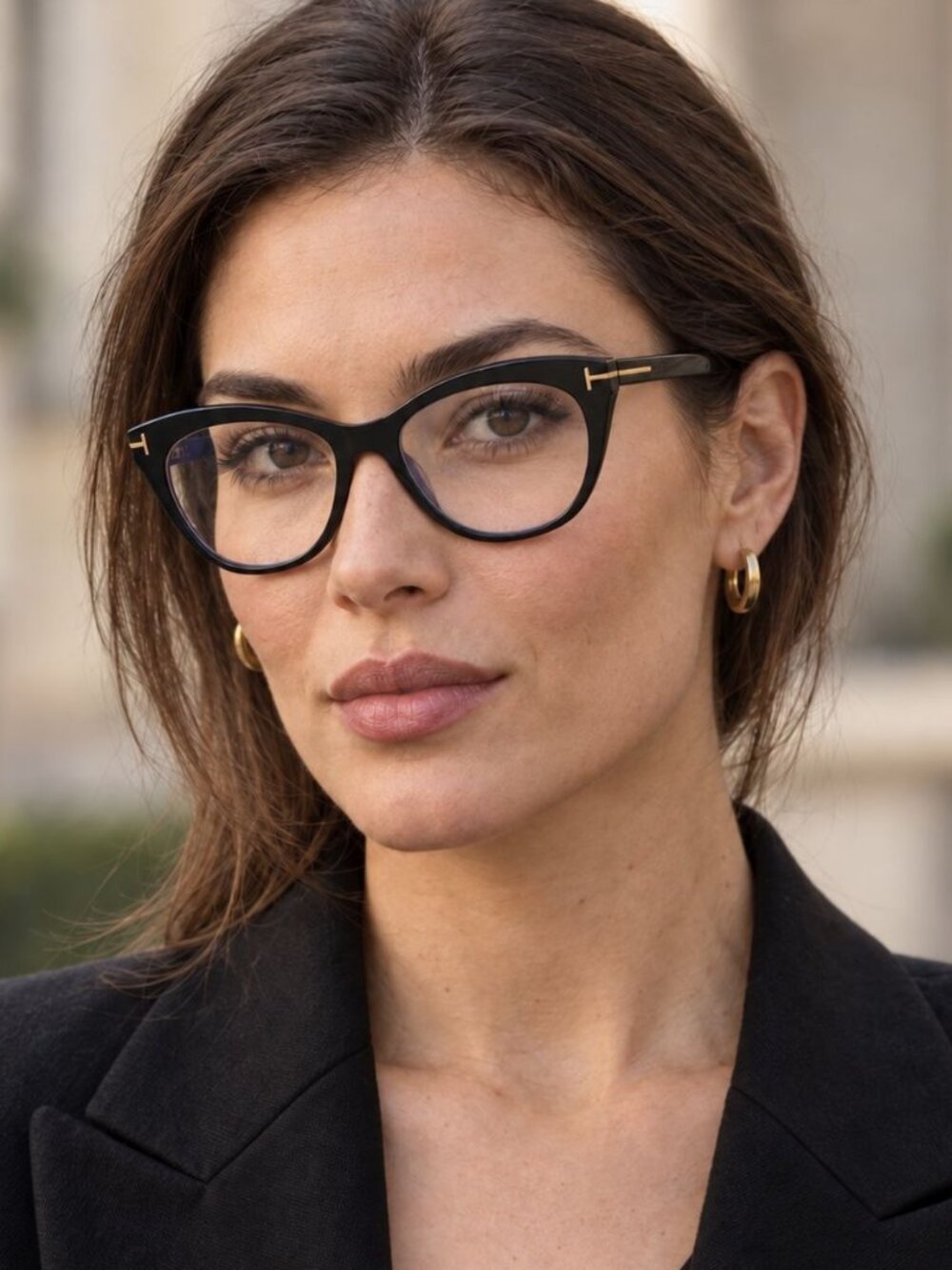 Tom Ford FT6091-B 001 Eyeglasses Black 53mm Cat Eye Frame, Blue Light Block